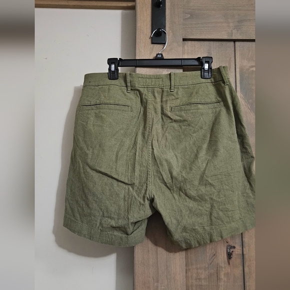 ABERCROMBIE & FITCH Linen Blend Plaint Front 5" Shorts. Olive Green.Size 33 NWT - Picture 13 of 14